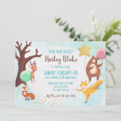 Winter Woodland Schaatsen Wilde Dieren Verjaardag Kaart (Staand voorkant)