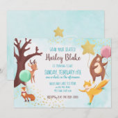 Winter Woodland Schaatsen Wilde Dieren Verjaardag Kaart (Voorkant / Achterkant)