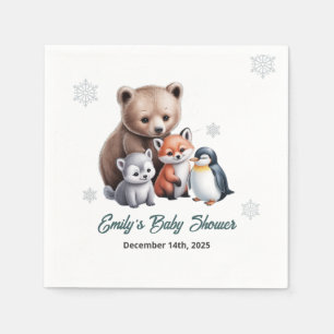 Winter Woodland Snowflake Baby shower servet