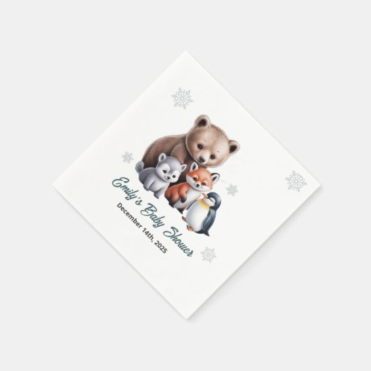 Winter Woodland Snowflake Baby shower servet (Hoek)