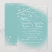 Winter Woodland Snowflakes Zilver Grijs en Aqua Kaart (Voorkant / Achterkant)