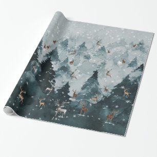 Winter Woodland Stag Deer Forest Wilderness Cadeaupapier