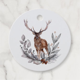 Winter Woodland Stag Modern Script Baby shower Bedankjes Labels