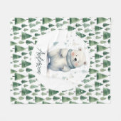 Winter Woodland Teddy Bear Naam Fleece Deken (Voorkant (Horizontaal))