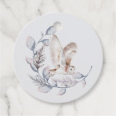 Winter Woodland Uil Modern Script Baby shower Bedankjes Labels (Voorkant)