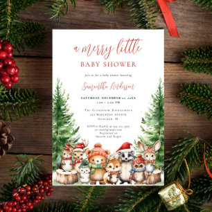 Winter Woodland Vrolijk klein kerst Baby shower Kaart