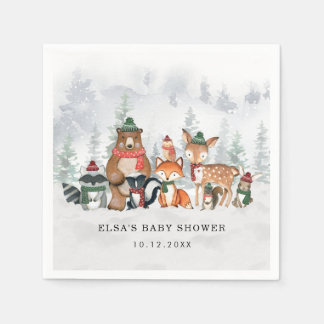 Winter Woodland Wonderland Forest Baby Animals Servet