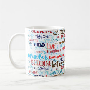 Winter Words Typography Fun Holiday Coffee Mok