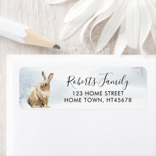 Winter Woudscene met Haas Etiket (Insitu)