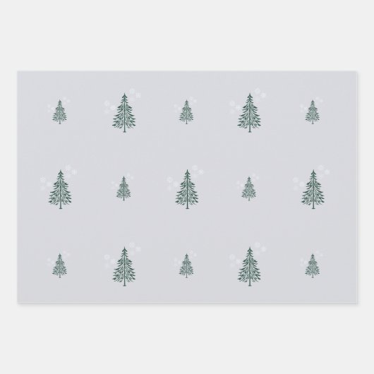 Winter Wrapping Paper Set – Evergreen Trees & Snow (Voorkant 3)