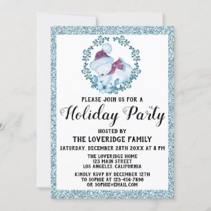 Winter Wreate Kerstfeestdag Blauwe Glitter Kaart