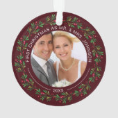 Winter Wreath First Kerstmis als Mr en Mrs. Ornament (achterkant)