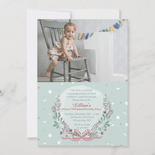 Winter Wreath foto uitnodiging (Voorkant)