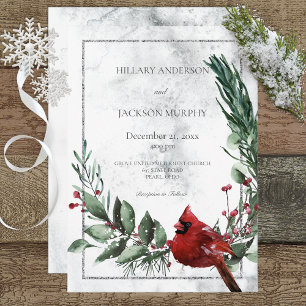 Winter Wreath & Red Kardinaal Weddenschap Kaart
