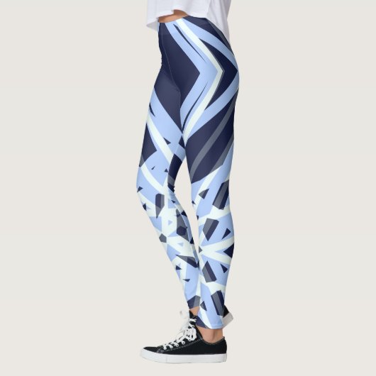 Winter Xmas Blue Grey Gray Retro Geometric Pattern Leggings (Links)