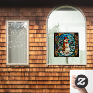 Winter Xmas Seizoensgebonden Sneeuwman Faux Glas i Raamsticker