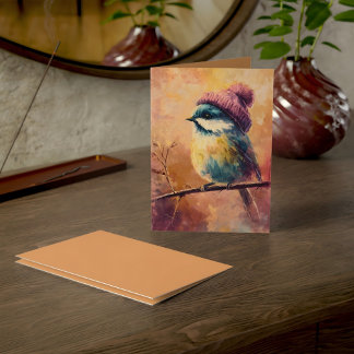 Winter Zangvogel in Breihoed | Tumbleweed Groet Kaart