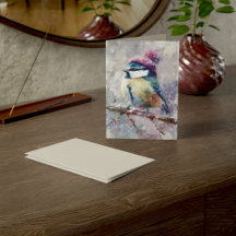 Winter Zangvogel in Gebreide Muts | Spookgroet