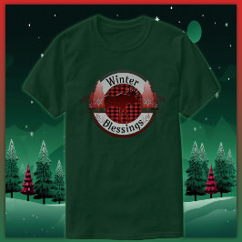 Winter Zegeningen Plaid Moose Badge T-shirt