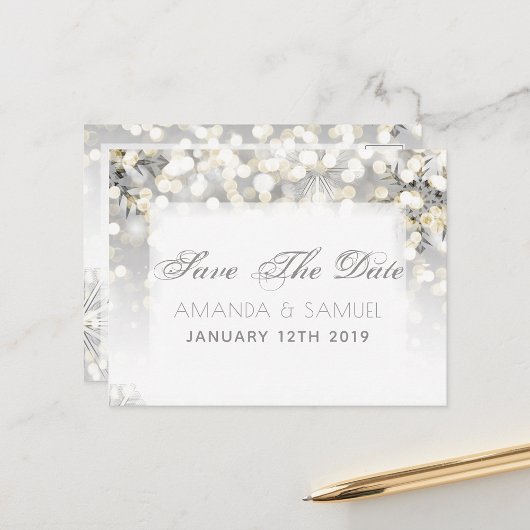 Winter Zilver en Goud Sparkle Bruiloft Uitnodiging