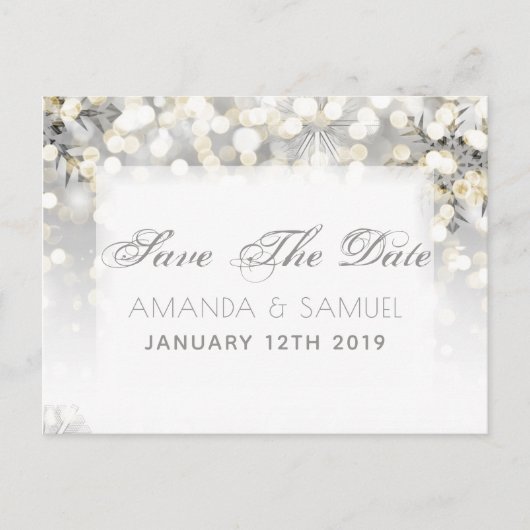 Winter Zilver en Gouden Sparkle Save The Date Aankondigingskaart (Voorkant)