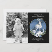 Winter zonnewende Vakantie Herten Blauw Kerstmis F Feestdagenkaart (Voorkant)