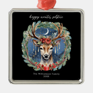 Winter zonnewende vakantie herten krans Yule Kerst Metalen Ornament