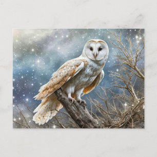 Winter Zonnewende Yule Magische Uil Betoverd Feestdagenkaart