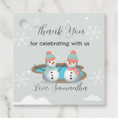 Winter zwembad verjaardagsfeestje bedankjes labels (Voorkant)