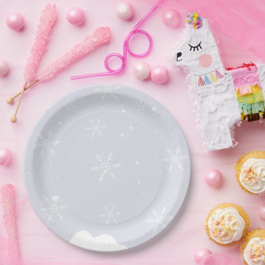 Winter zwembad verjaardagsfeestje papieren bordje (Feest)