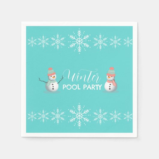 Winter zwembad verjaardagsfeestje servet (Voorkant)