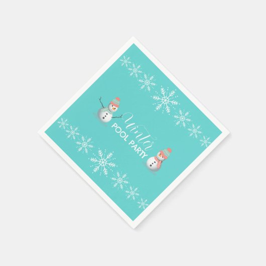 Winter zwembad verjaardagsfeestje servet (Hoek)