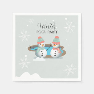 Winter zwembad verjaardagsfeestje servet