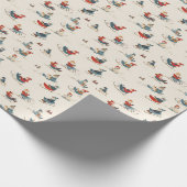 Winterachtergrond van kinderen op sleeën cadeaupapier (Hoek)