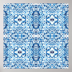 Winterachtergrond. Waterverf handgeschilderd blauw Poster