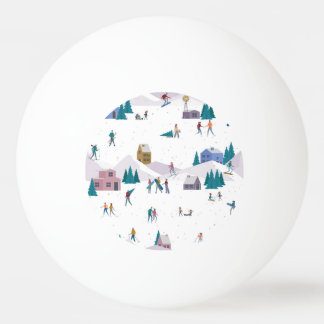 Winteralpen feestdagen: actieve mensen naadloos pingpongballen