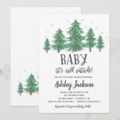 winterBaby shower Greenery Bossen Kaart (Voorkant / Achterkant)