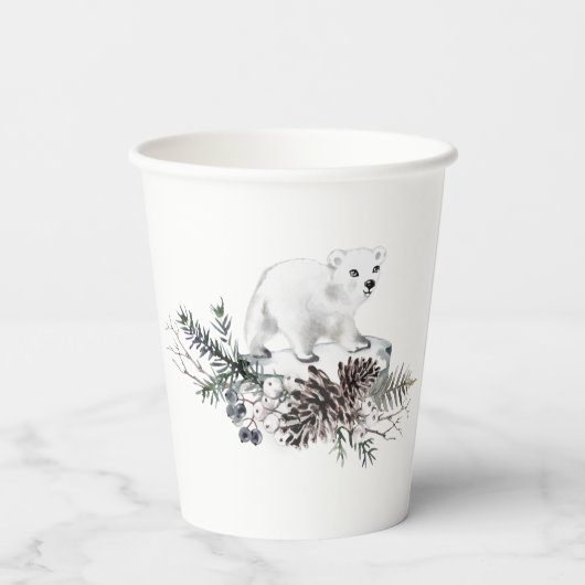 WinterBaby shower Polar Beer Papieren Bekers (Achterkant)