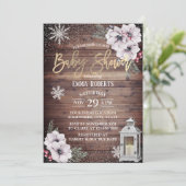 WinterBaby shower Rustic Lantern Snowflakes Kaart (Staand voorkant)