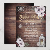 WinterBaby shower Rustic Lantern Snowflakes Kaart (Voorkant / Achterkant)