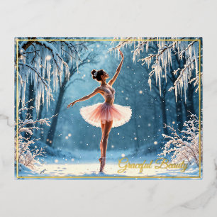 Winterballet ijsdans ijzig bos uitzicht folie uitnodiging briefkaart