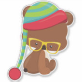 WinterBeer, Beer van hak, Beer met bril, Pet Sticker (Voorkant)