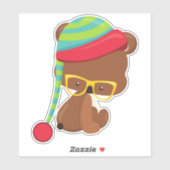 WinterBeer, Beer van hak, Beer met bril, Pet Sticker (Vel)