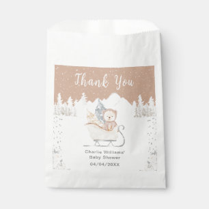 Winterbeer Bruine slee Baby Shower Bedankt Bedankzakje
