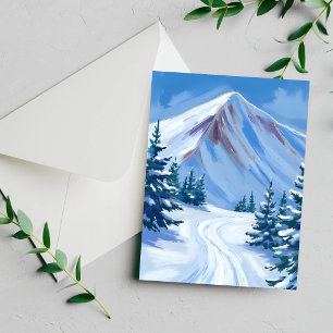 Winterberg Watercolor Sneeuw Natuurkaart