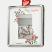 Winterberry Holly | Vrolijk kerstfeest | Familiefo Metalen Ornament (Links)