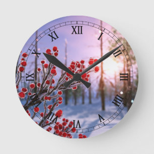 Winterberry in Ice Clock Ronde Klok