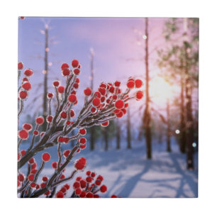 Winterberry in Ice Decorative Tile / Trivet Tegeltje