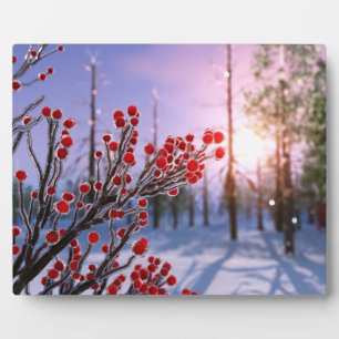 Winterberry in Ice Plaque Fotoplaat