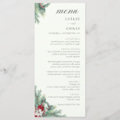 Winterbessen en dennen Waterverf groen bruiloft Menu (Voorkant)